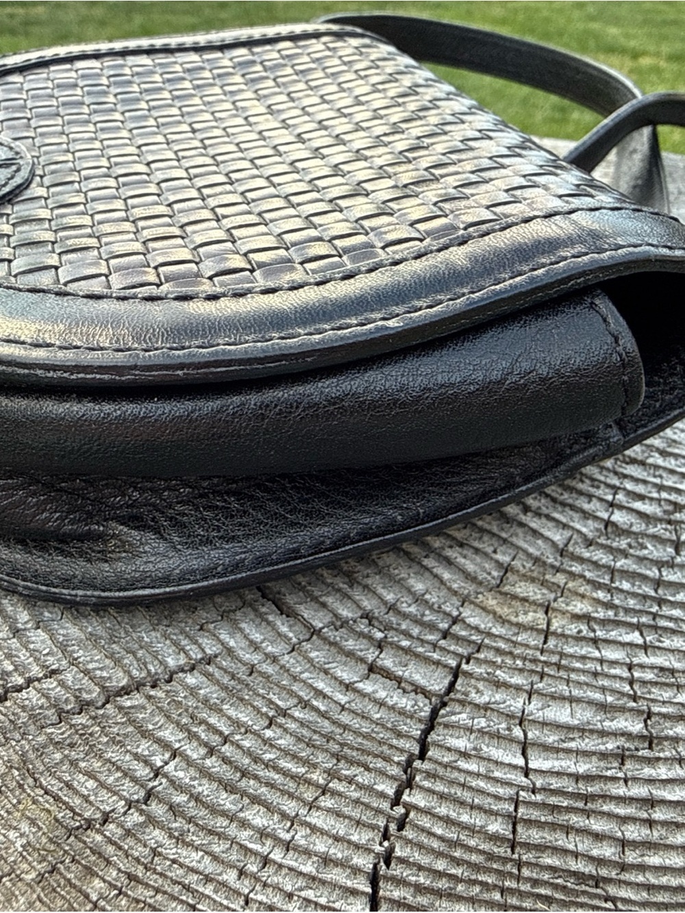 Vtg Bally Woven Leather Shoulder Bag in black- Classic Women's Handbag - Picture 14 of 16
